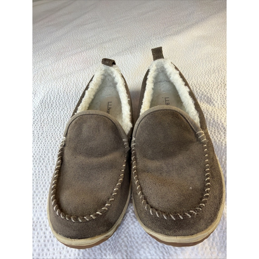 ll bean mountain womens size 8 shoes suede sherpa lined comfort slippers - Picture 2 of 3